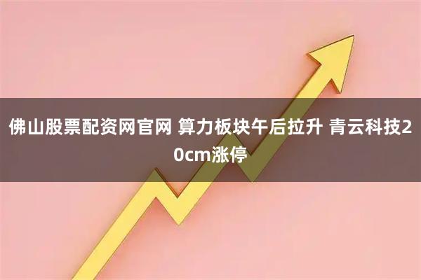 佛山股票配资网官网 算力板块午后拉升 青云科技20cm涨停
