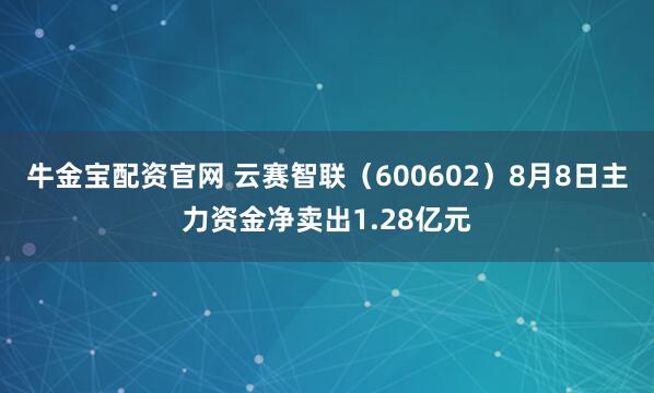 牛金宝配资官网 云赛智联（600602）8月8日主力资金净卖出1.28亿元